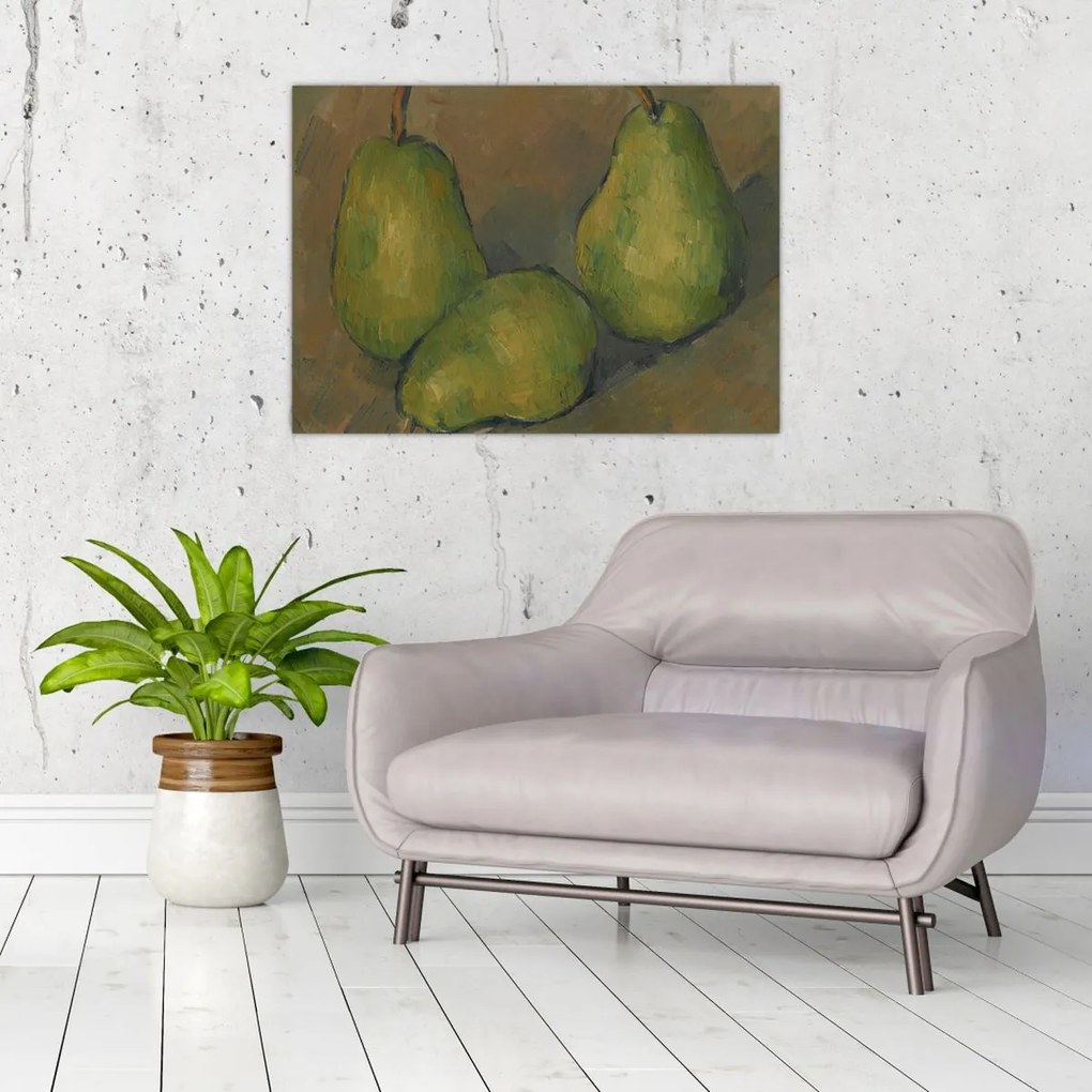 Tablou pe sticlă - Paul Cézanne, Three Pears, reproducere (70x50 cm)