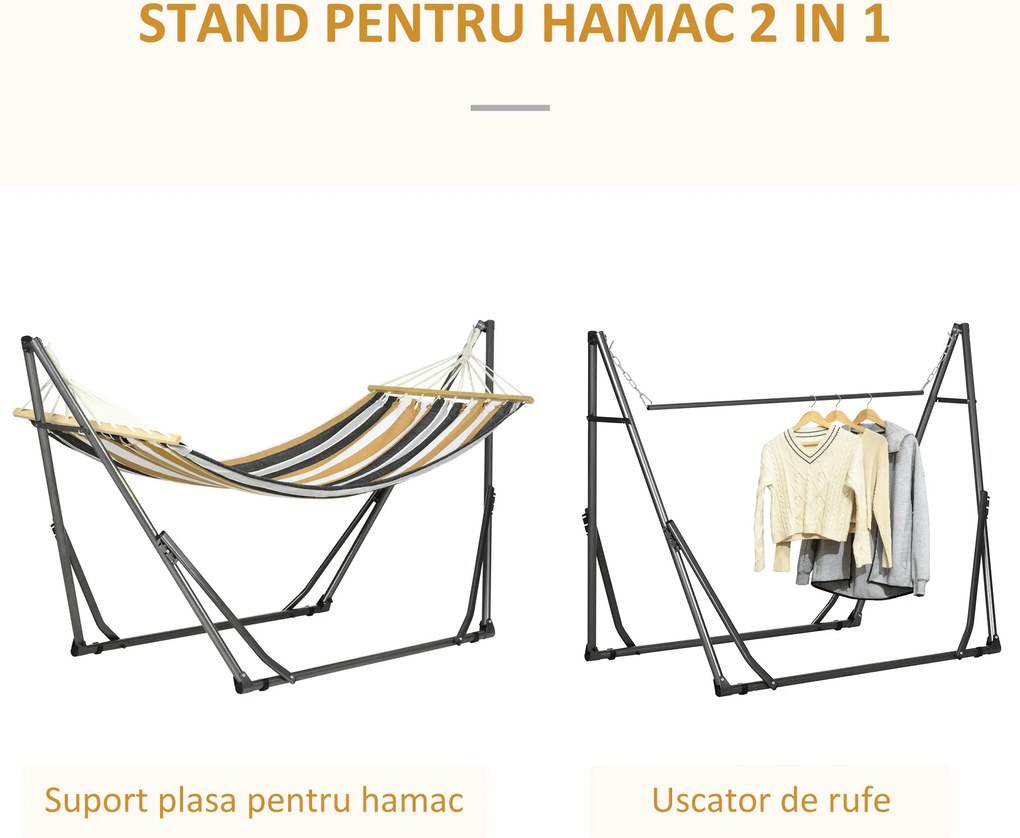 Outsunny Supporto con Amaca Autoportante Pieghevole in Cotone e Acciaio | Aosom Romania