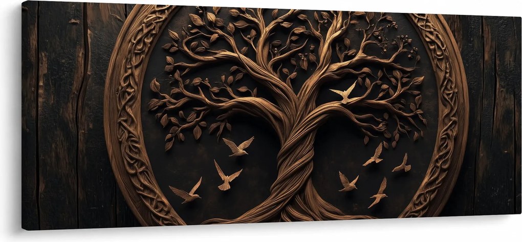 Tablou – Arborele vieții din lemn (120x50 cm)