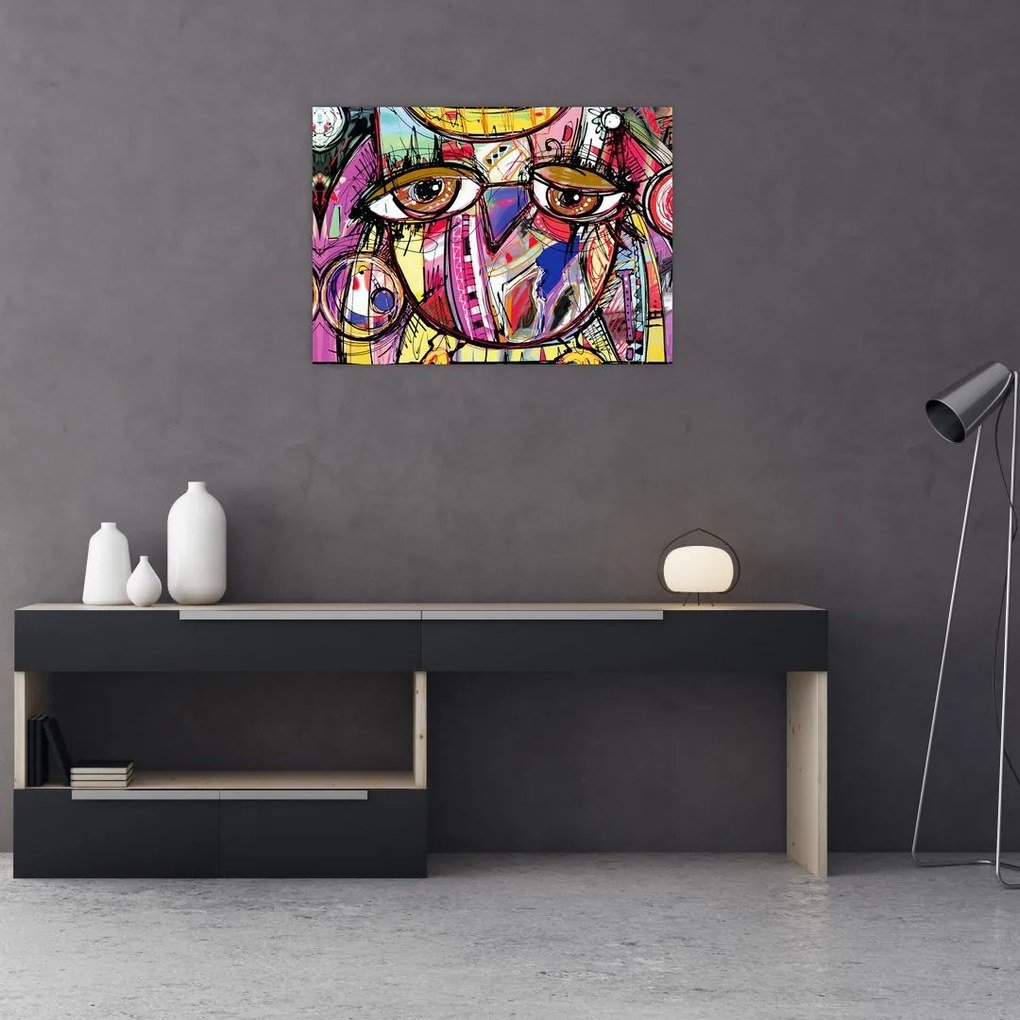 Tablou pe sticlă - Artă stradală - bufniță (70x50 cm)