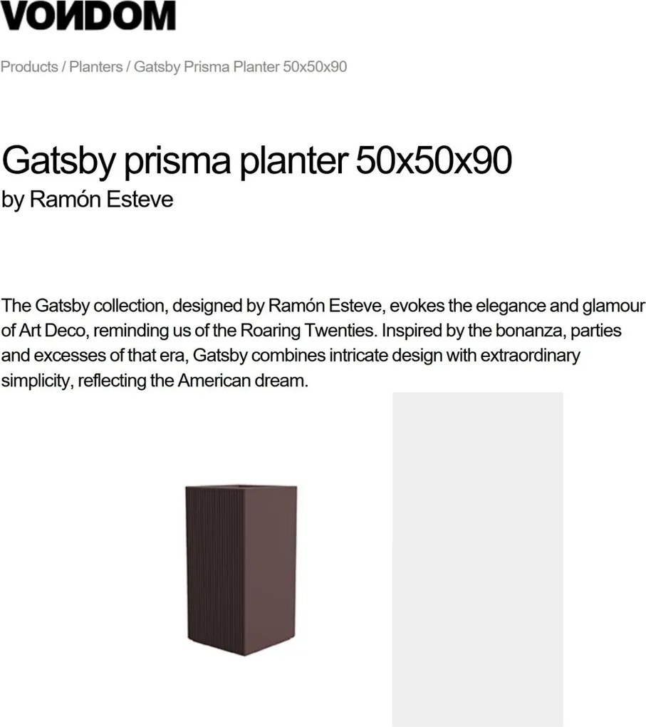 Ghiveci plante design decorativ modern exterior / interior GATSBY PRISMA 50x50x90cm