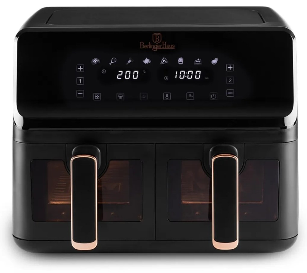 Friteuza cu aer cald dubla, airfryer 4.1 + 4.1 Black Rose Berlinger Haus BH 9469