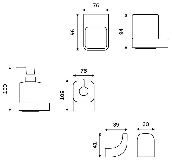 Dozator de săpun, suport de periuțe și cârlig de perete NIMCO NKC set-31K-T-90 NIKAU