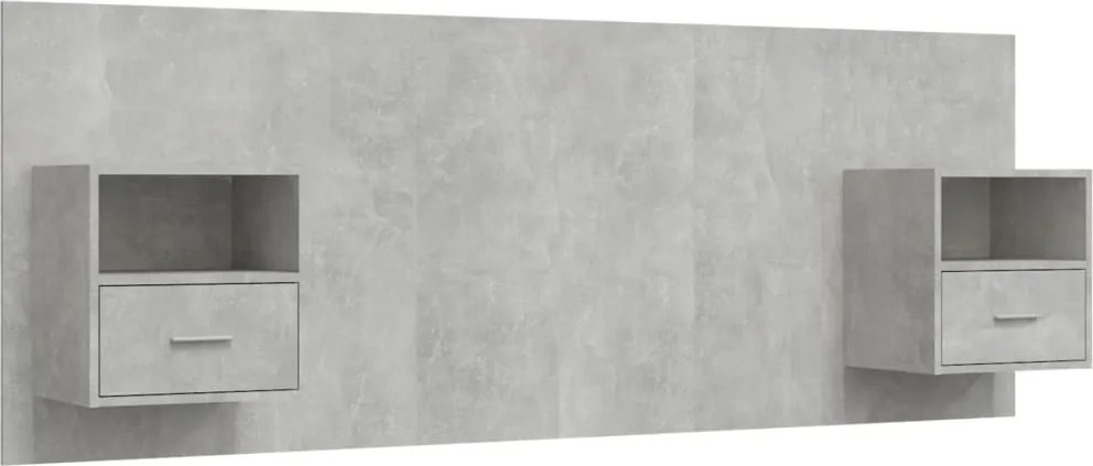 vidaXL Tăblie de pat cu dulapuri, gri beton, lemn prelucrat