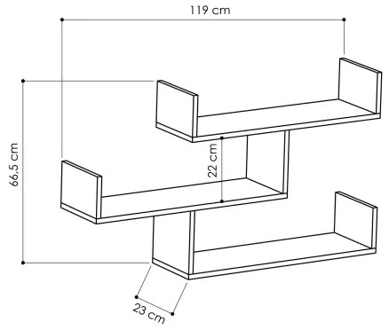 Etajeră de perete TIBET 66,5x119 cm albă