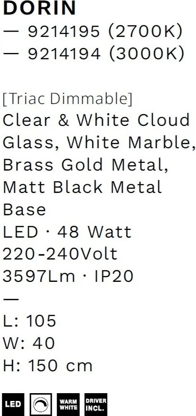 Lustra decorativa cu 8 pendule LED 2700K DORIN