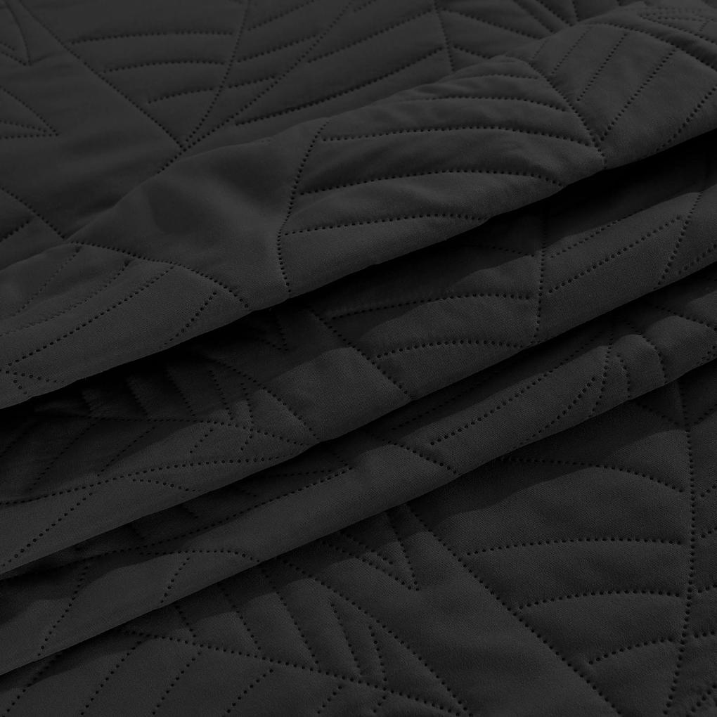 Cuvertura de pat neagra cu model LEAVES Dimensiune: 170 x 210 cm