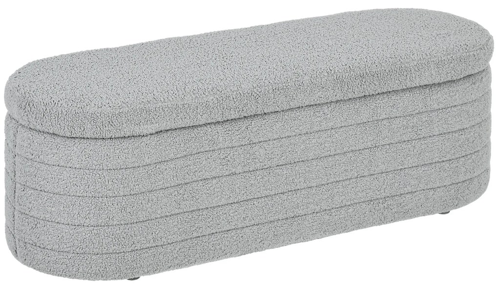 HOMCOM Banchetă Tapiţată cu Spaţiu de Depozitare și Picioare din Lemn de Eucalipt, 116x41x40.5 cm, Gri Deschis | Aosom Romania