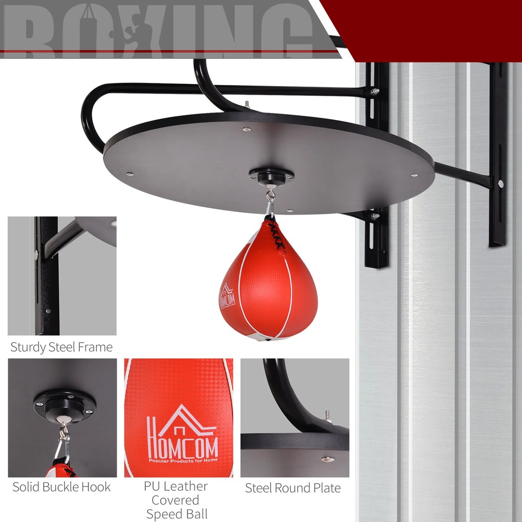 HOMCOM Sac de Box Rapid cu Formă de Par, Platformă, Accesorii Incluse, Antrenament Box | Aosom Romania