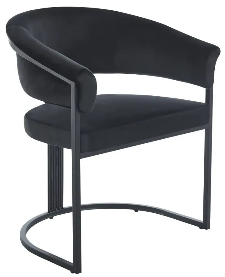 RESIGILAT- Scaun dining, cadru metalic negru, tapiterie catifea, Negru/Negru