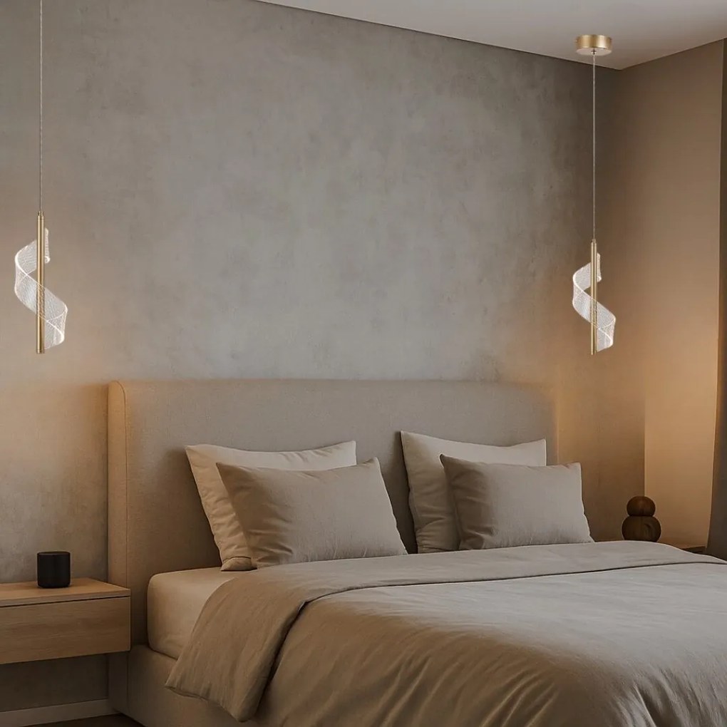 Pendul LED din metal auriu Zofrael