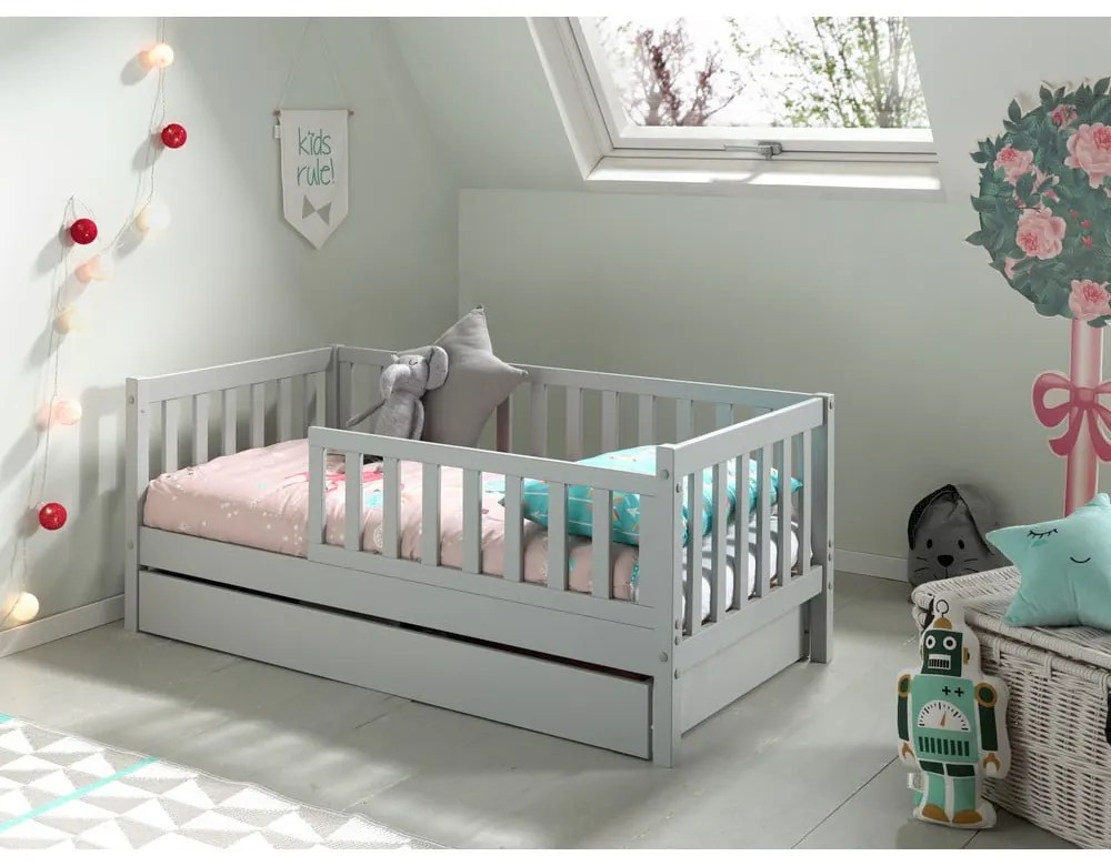 Sertar pentru sub pat de copii gri 70x140 cm Peuter – Vipack