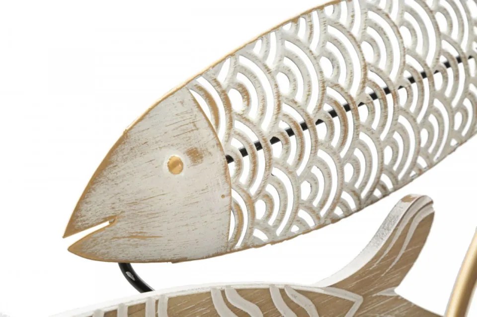 Panou decorativ maro/alb din metal si MDF, 143x5x61,6 cm, Fish Mauro Ferretti
