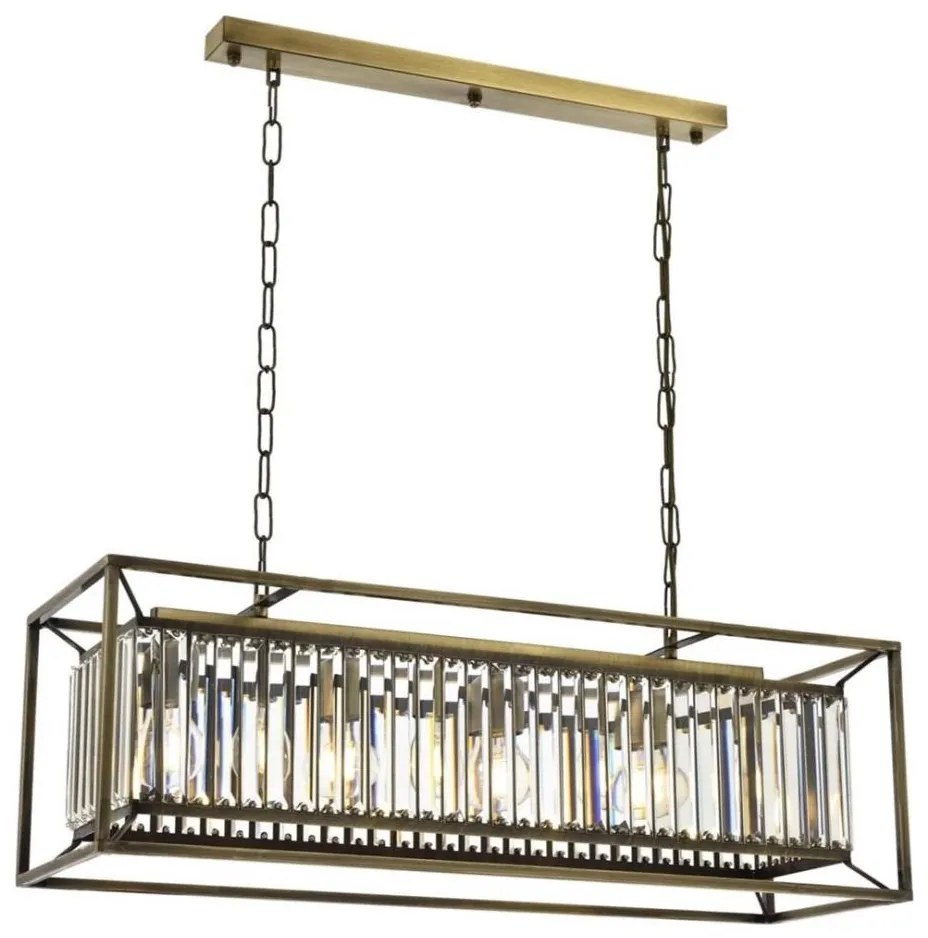 Lustră suspendată pe lanț CRYSTALLINE, 4xE27/6W/230V, finisaj bronz