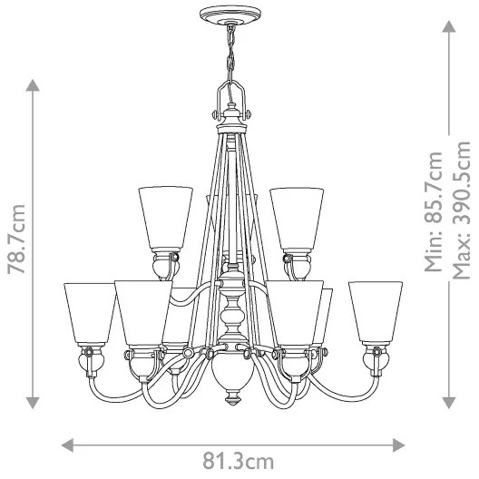 Lustră pe lanț Hinkley HK-MAYFLOWER9 MAYFLOWER 9xE27/60W/230V