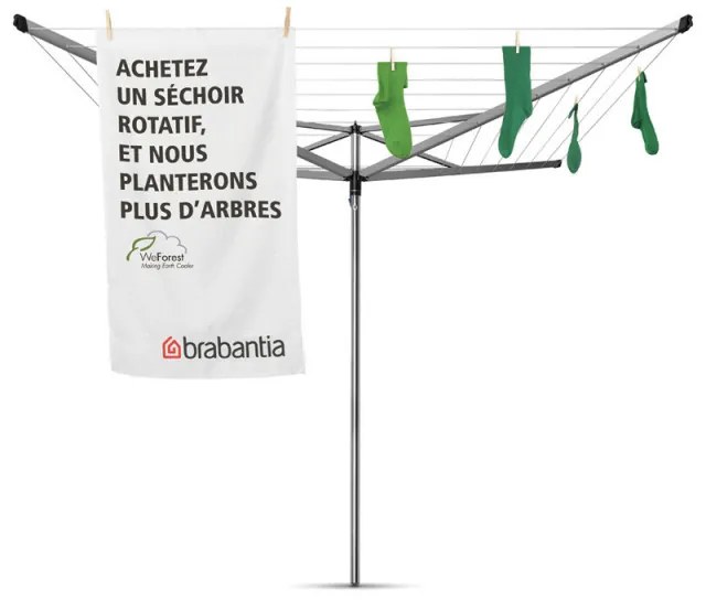 Brabantia Essential Outdoor Space 90300258, 50 m, ancoră pentru beton, rezistentă la coroziune, Inox