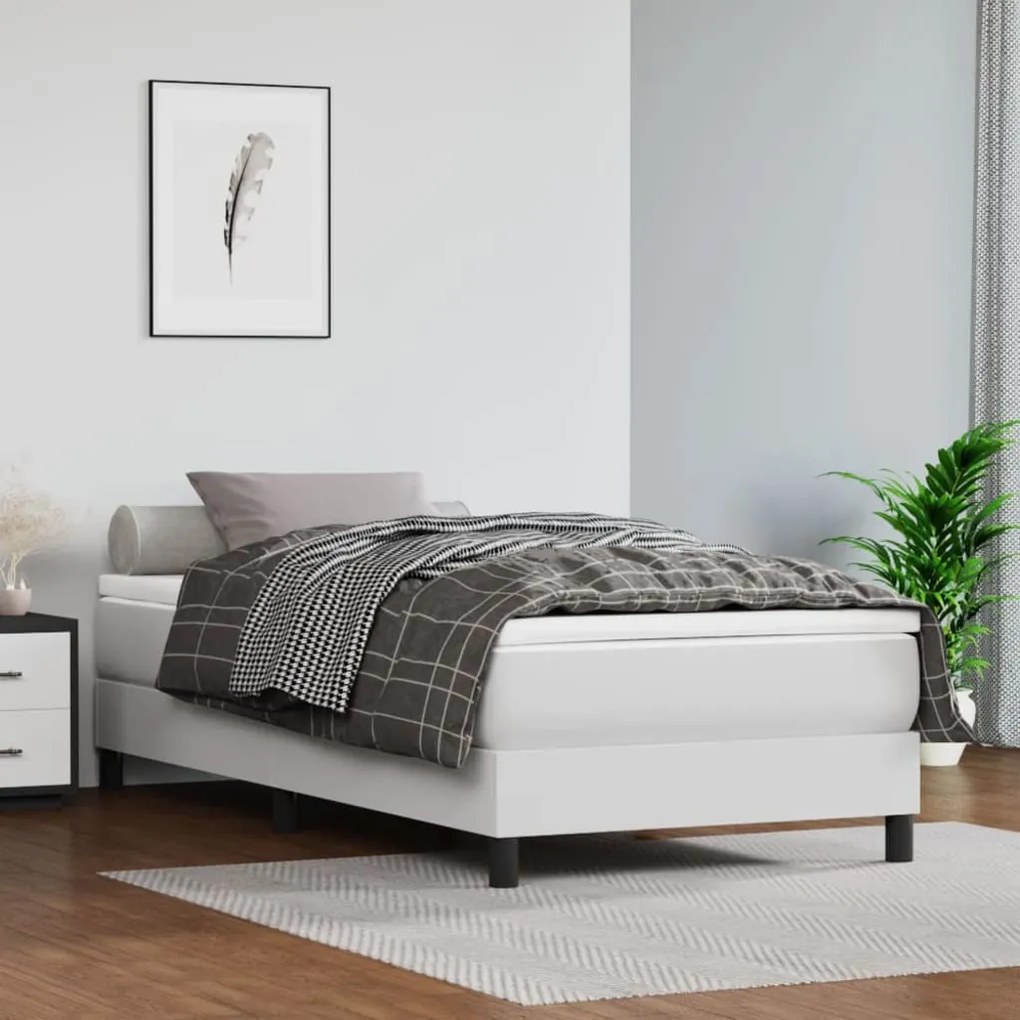 3120671 vidaXL Cadru de pat box spring, alb, 90x190 cm, piele ecologică