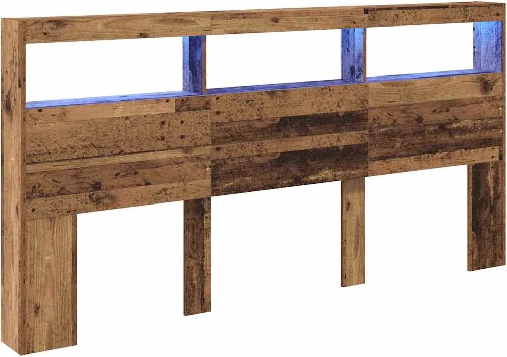 vidaXL Tăblie cap cu raft Lemn Vechi 200 x 17 x 102 cm Lemn compozit