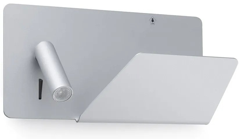 Aplica de perete ultra moderna / Lampa cu reader LED SUAU USB gri dormitor dreapta 62123