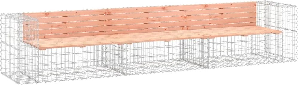 vidaXL Bancă de grădină tip gabion,347x71x65,5 cm, lemn masiv Douglas