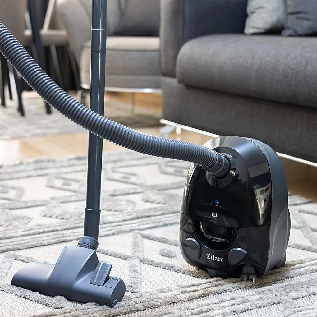 Aspirator cu sac ZILAN ZLN-8471,Negru Capacitate sac textil 2.0 l, Putere 1200W, Cordon electric retractabil 5 m
