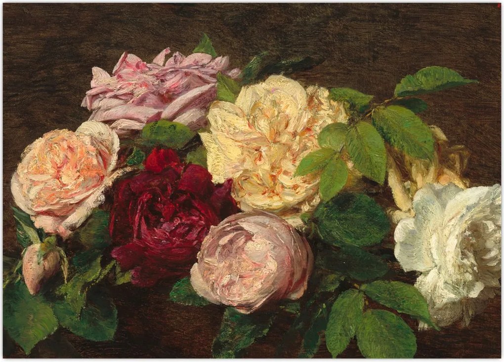 Tablou - Henri Fantin-Latour, Roses de Nice on a Table, reproducere (70x50 cm)