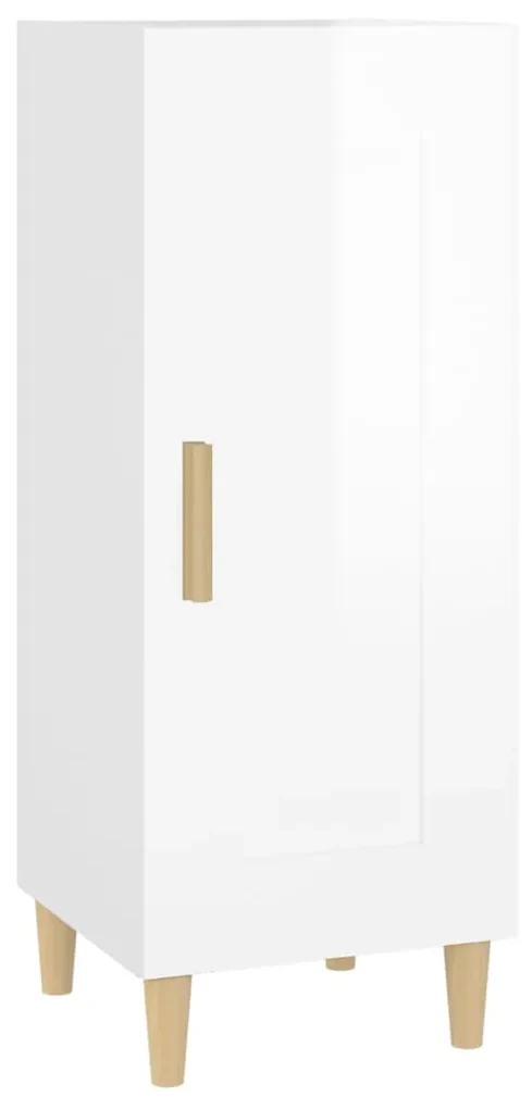 812417 vidaXL Servantă, alb extralucios, 34,5x34x90 cm, lemn compozit