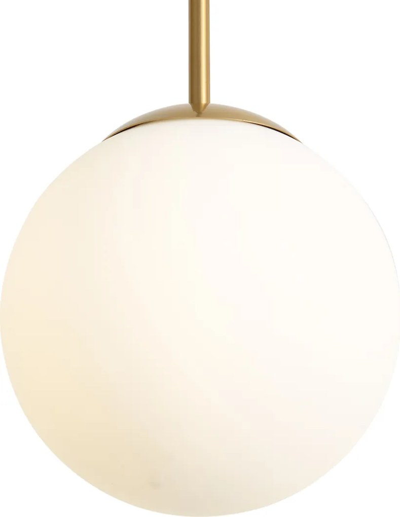 Lampă suspendată Art Deco Auriu cu sticlă opal IP44 - Flore