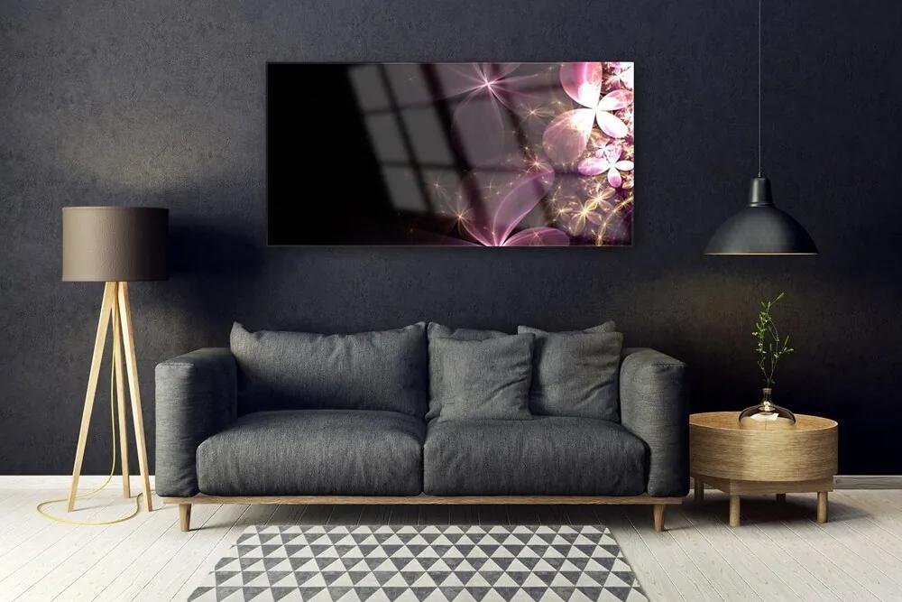 Tablou pe sticla Abstract Art Negru Roz Aur