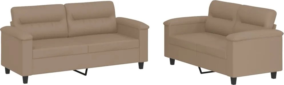 vidaXL Set de canapele cu perne, 2 piese, cappuccino, piele ecologică