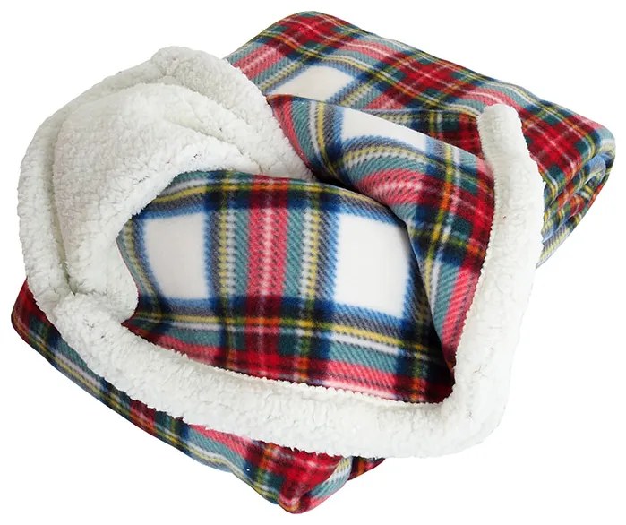 B.E.S. Petrovice Pătură Buffalo Káro alb-roșu, 150x 200 cm