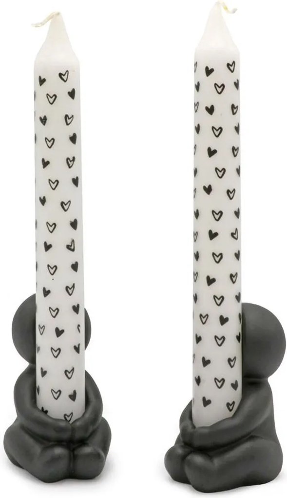 Set 2 suporturi pentru lumanari din ceramica IDEAS 4 SEASONS, neagra