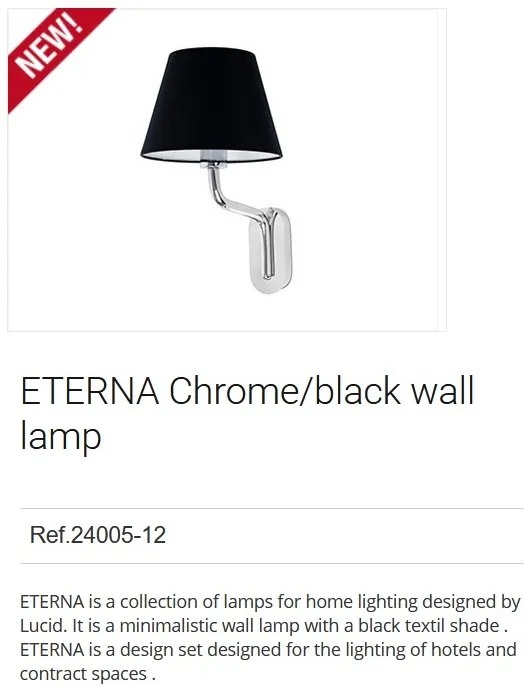 Aplica de perete moderna design elegant ETERNA crom/negru