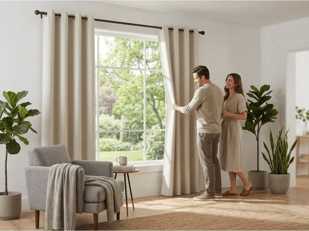 2x draperie alb-crem OXFORD 140x250 cm