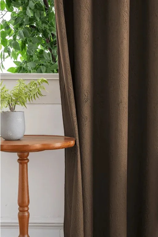 Draperie opaca DUNES VELVET 140x250 cm, maro Agatat: Inele metalice
