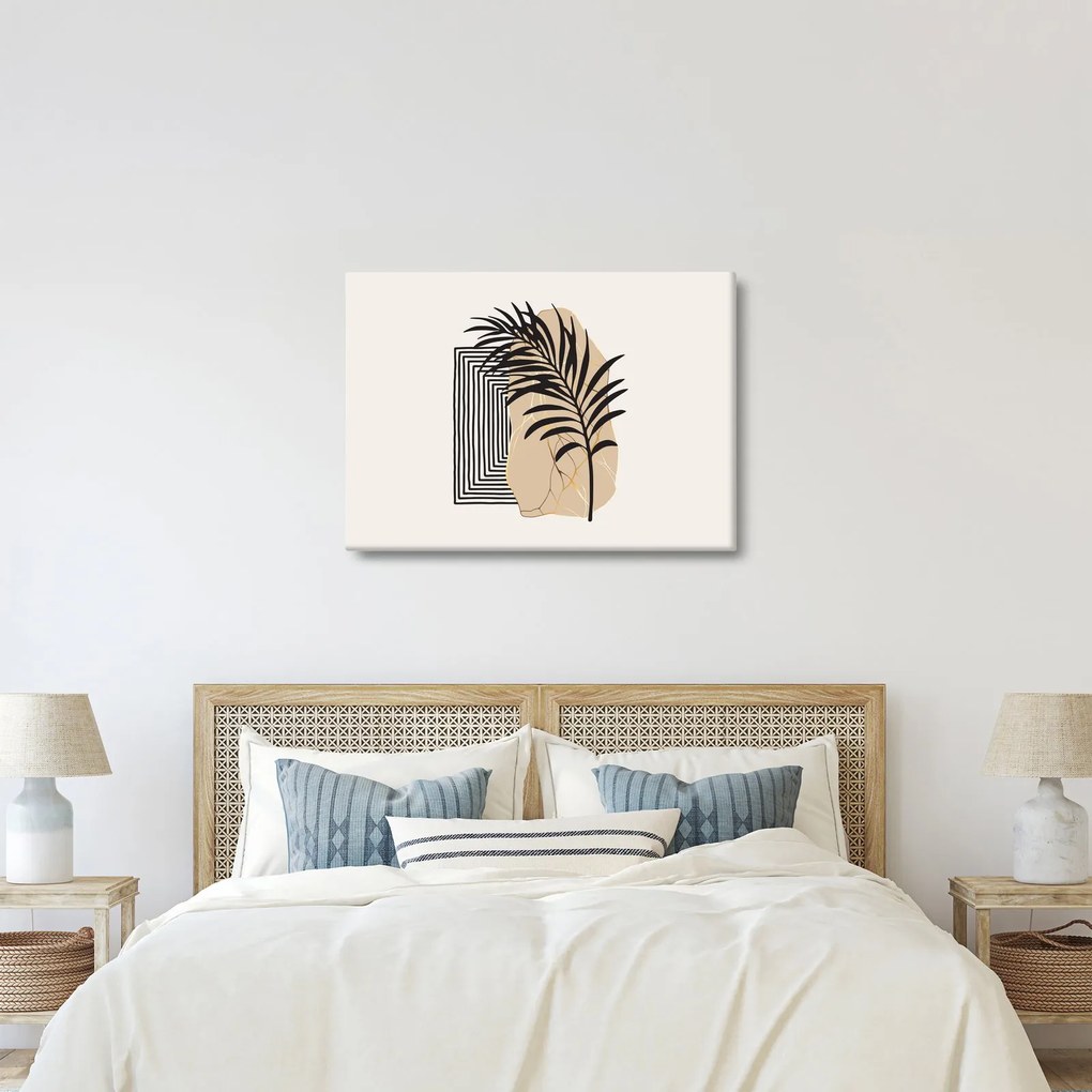 Tablou - Abstracție cu frunze tropicale N⁰3 (70x50 cm)