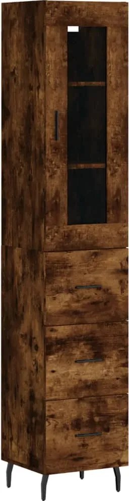 vidaXL Dulap înalt, stejar fumuriu, 34,5x34x180 cm, lemn prelucrat