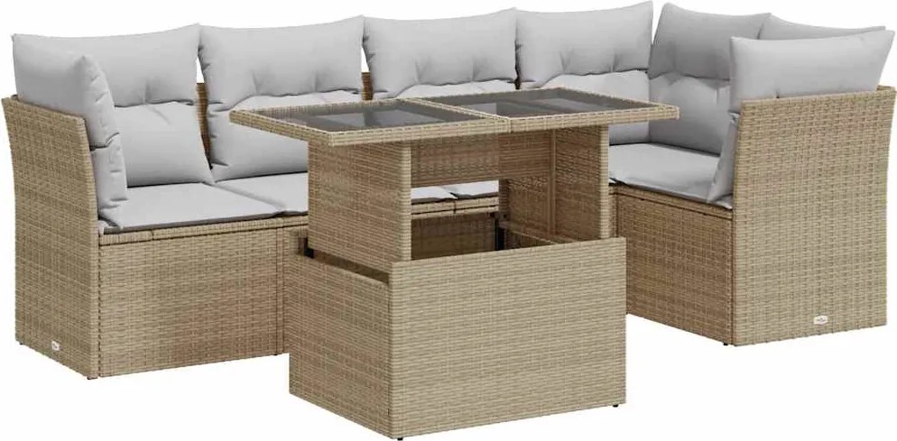 vidaXL Set canapele de grădină cu perne, 6 piese, bej, poliratan