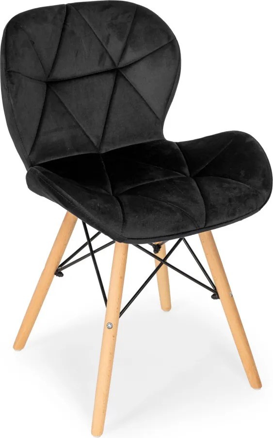 Set de 4 scaune din catifea negru
