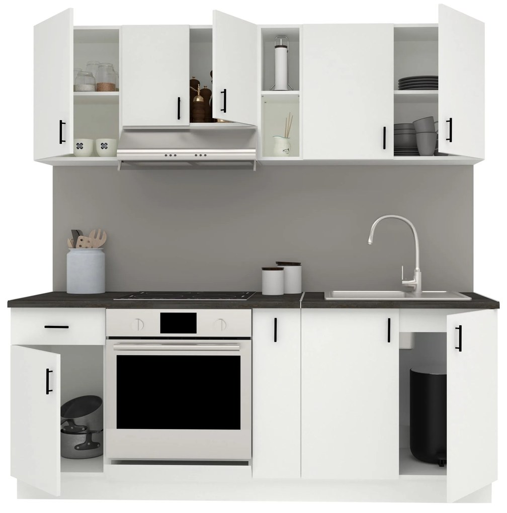 Set Bucatarie Karo V11, Alb, Blat Thermo 28 mm, L 200 cm