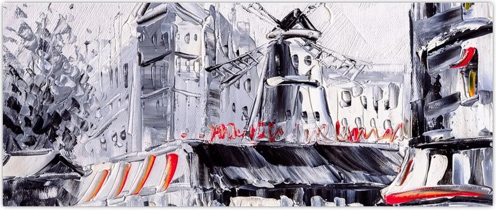 Tablou - Strada din Paris, pictură în ulei (120x50 cm)