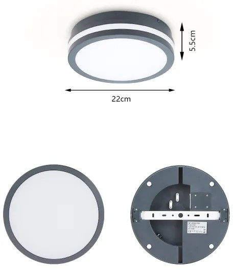 Brilagi - Aplica LED de exterior cu senzor BENE LED/18W/230V Ø22 cm IP54