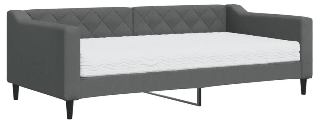 3197419 vidaXL Pat de zi cu saltea, gri închis, 90x190 cm, textil