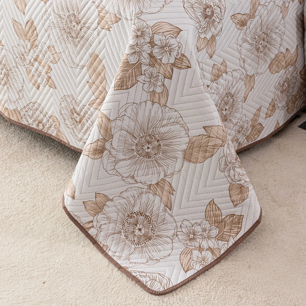 Cuvertura de pat PETALIS crem / maro Dimensiune: 220 x 240 cm