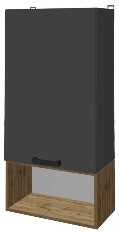 Set mobilier living Poelfy, Pako World, Gri inchis-Stejar, 170x37x42 cm