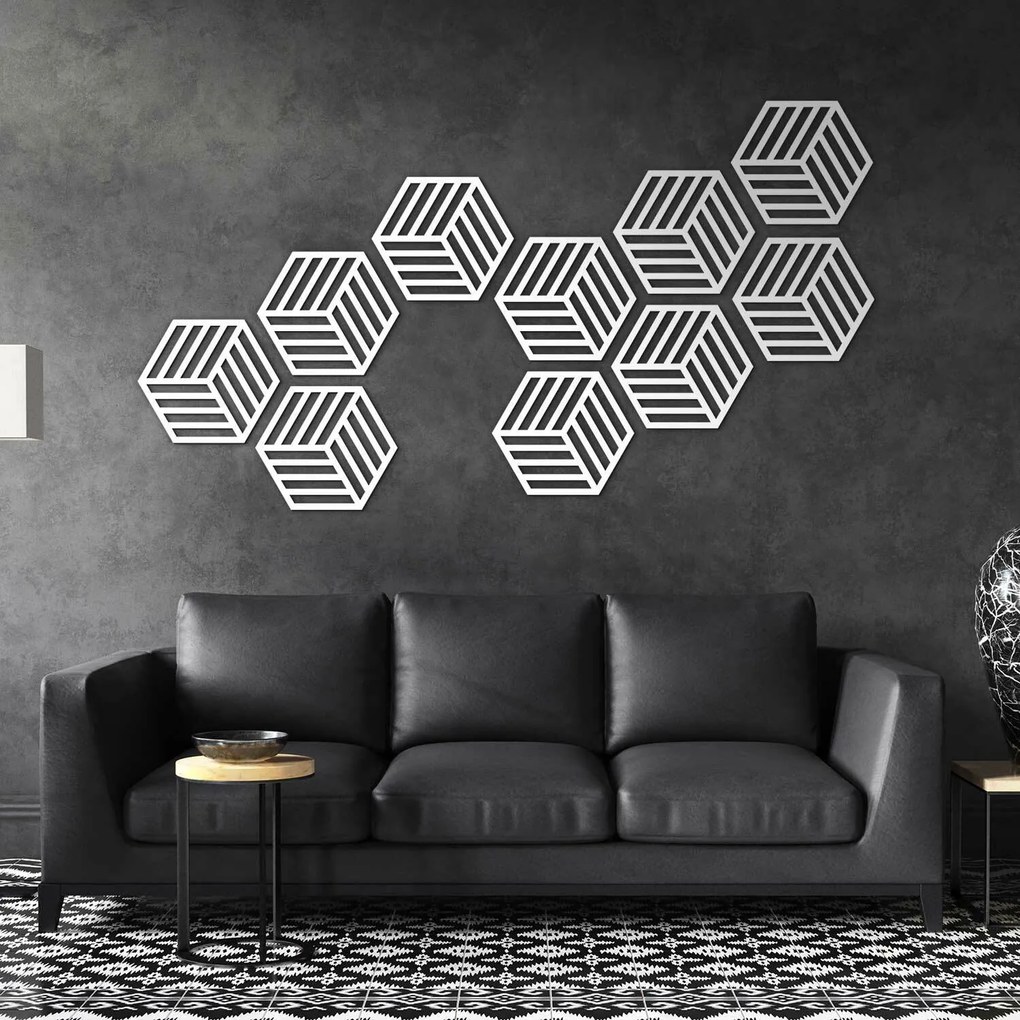 DUBLEZ | Decorațiune din lemn pentru perete - Hexagoane (5 buc)