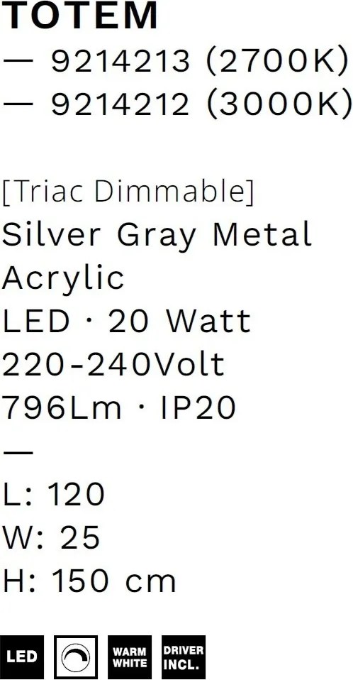 Lustra LED suspendata liniara design decorativ 2700K TOTEM