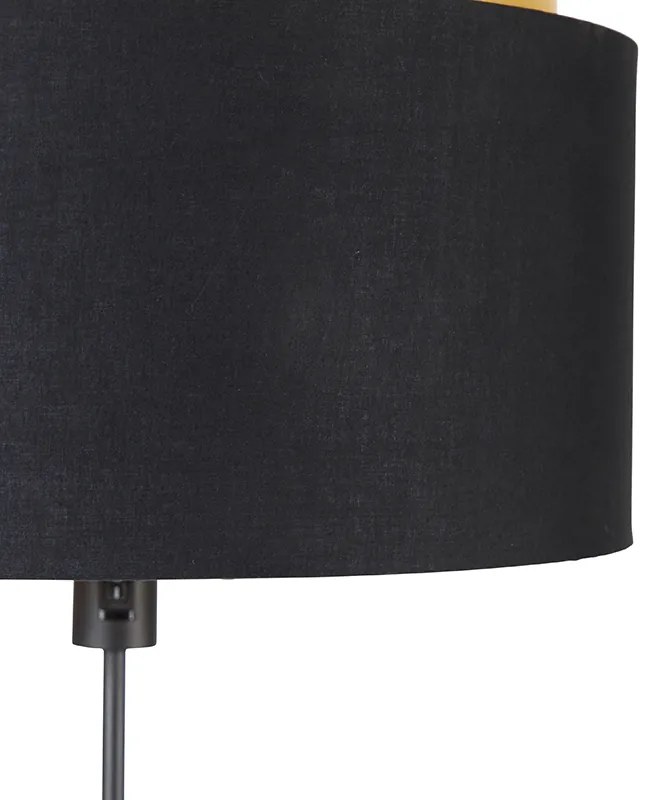 Lampa de podea moderna neagra cu abajur dublu auriu - Parte