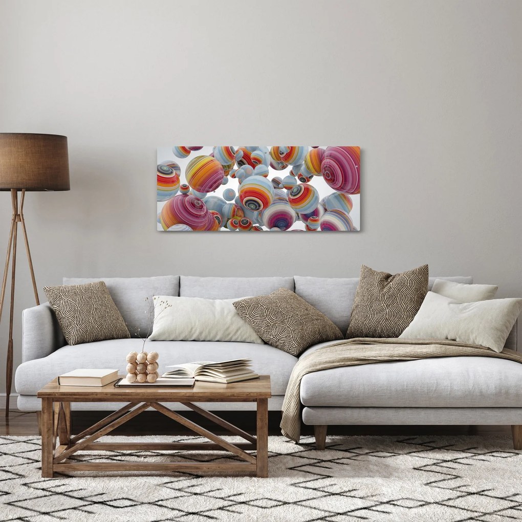 Tablou cu bile pictate (120x50 cm)