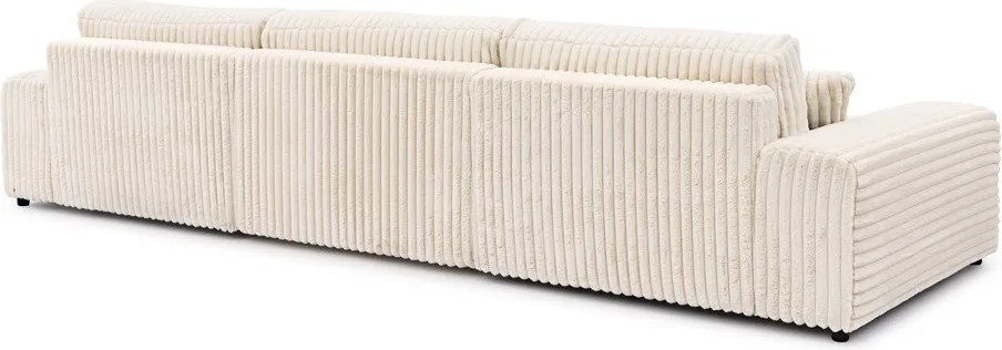 Colțar crem extensibil/cu spațiu de depozitare cu tapițerie din catifea reiată (în formă de "U") Sarina – Ropez